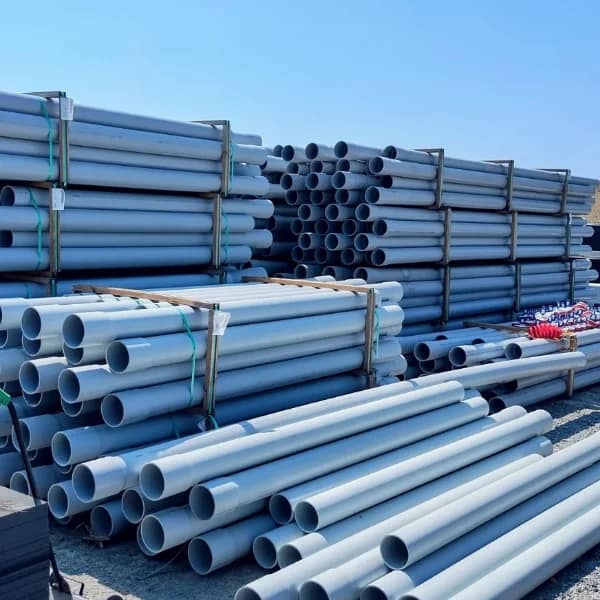 PVC conduit staged on job site waiting for installation